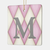 Rosa und Creme Harelequin Karo Hübsch Personalisie Keramikornament (Links)