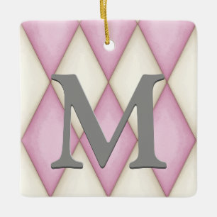 Rosa und Creme Harelequin Karo Hübsch Personalisie Keramikornament