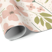Rosa und Creme Hübsches Blumenmuster Geschenkpapier (Rolleneckpunkt)