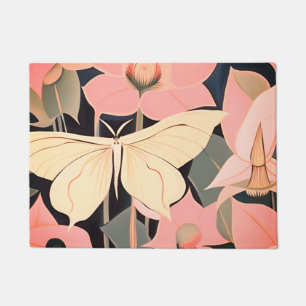 Rosa und Creme - Luna Moth und Mondblumen Fußmatte