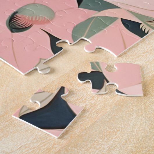 Rosa und Creme - Luna Moth und Mondblumen Puzzle (Seite)