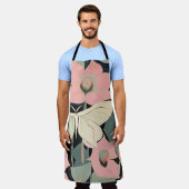 Rosa und Creme - Luna Moth und Mondblumen Schürze (Getragen)