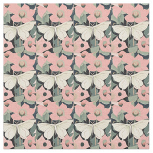 Rosa und Creme - Luna Moth und Mondblumen Stoff
