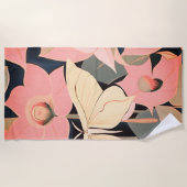 Rosa und Creme - Luna Moth und Mondblumen Strandtuch (Vorderseite)