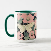 Rosa und Creme - Luna Moth und Mondblumen Tasse (Links)