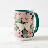 Rosa und Creme - Luna Moth und Mondblumen Tasse (VorderseiteRechts)
