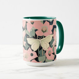 Rosa und Creme - Luna Moth und Mondblumen Tasse