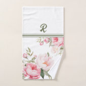 Rosa und Creme Peonies Personalisiert Badhandtuch Set (Handtuch)