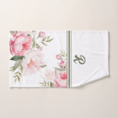 Rosa und Creme Peonies Personalisiert Badhandtuch Set (Handtuch)