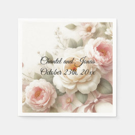 Rosa und Creme Rose Peony Wedpaper Napkins Serviette