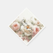 Rosa und Creme Rose Peony Wedpaper Napkins Serviette (Ecke)
