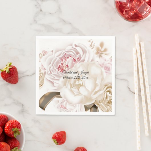 Rosa und Creme Rose Peony Wedpaper Napkins Serviette (Beispiel)