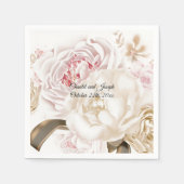 Rosa und Creme Rose Peony Wedpaper Napkins Serviette (Vorderseite)