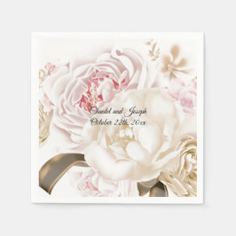 Rosa und Creme Rose Peony Wedpaper Napkins Serviette