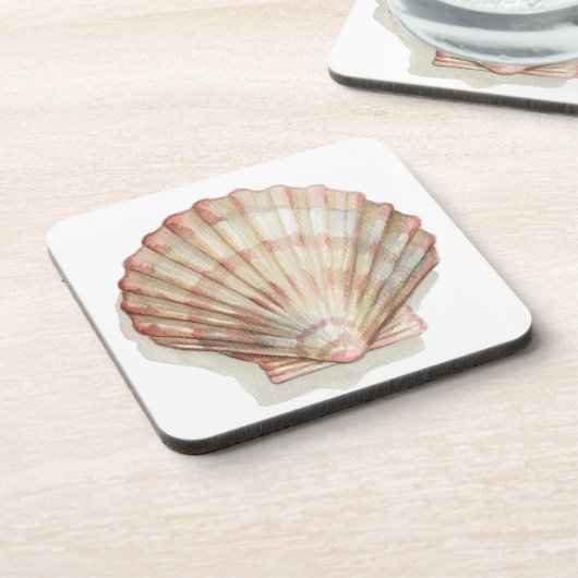 Rosa und Creme Seashell Getränkeuntersetzer (Linke Seite)