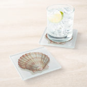 Rosa und Creme Seashell Glasuntersetzer (Schrägansicht)