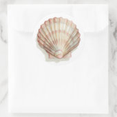 Rosa und Creme Seashell Runder Aufkleber (Tasche)