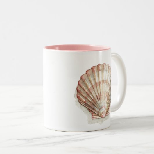 Rosa und Creme Seashell Zweifarbige Tasse (VorderseiteRechts)