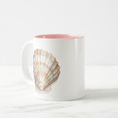 Rosa und Creme Seashell Zweifarbige Tasse (Vorderseite Links)