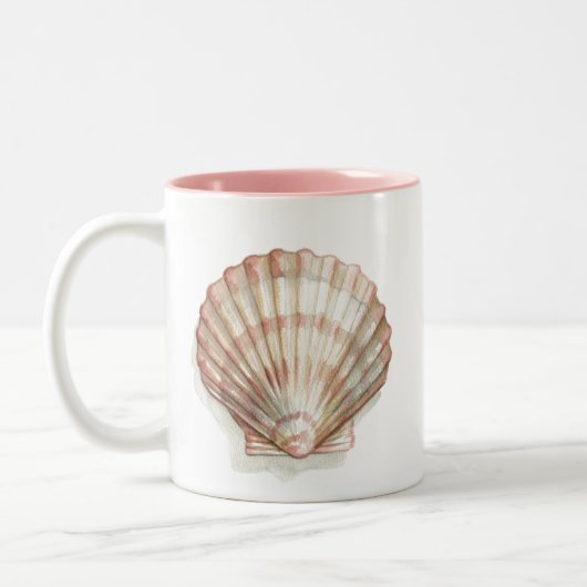 Rosa und Creme Seashell Zweifarbige Tasse (Links)