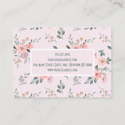 Rosa und Creme Visitenkarte (Rückseite)