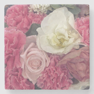 Rosa und cremefarbene Blume Steinuntersetzer