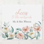 Rosa und cremefarbene Blumenweinetiketten, frisch  Schaumweinetikett (Einzelnes Label)