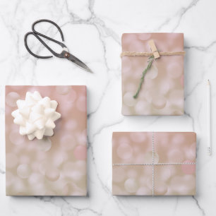 Rosa und cremefarbene Bokeh-Geschenkverpackung Geschenkpapier Set