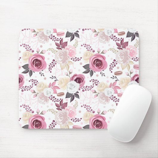 Rosa und cremefarbene Rose Mousepad (Mit Mouse)
