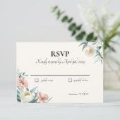 Rosa und cremefarbene RSVP-Karten (Stehend Vorderseite)