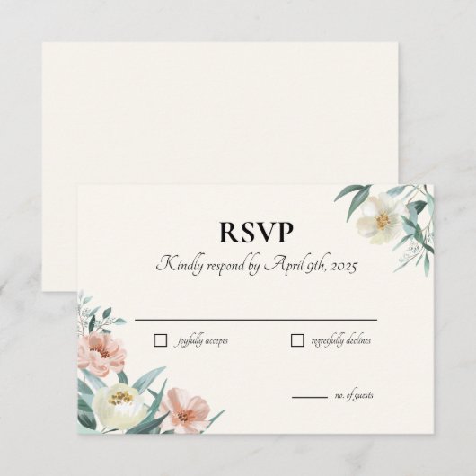 Rosa und cremefarbene RSVP-Karten (Vorne/Hinten)