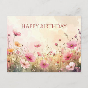 Rosa und cremefarbene Wildblumen Gerne zum Geburts Postkarte