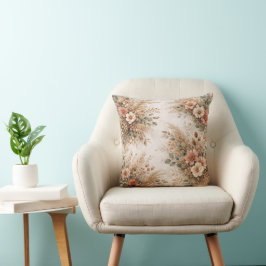 Rosa und cremefarbener Boho-Pampas-Strauß Kissen