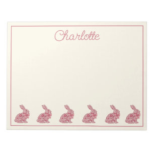 Rosa und cremefarbener Chinoiserie-Osterhase Notizblock
