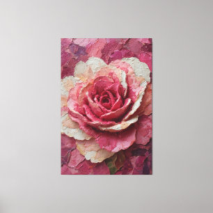 Rosa- und cremfarbenes Rosentextur-Abstraktes Wand Leinwanddruck