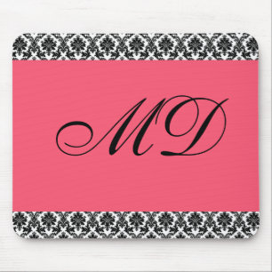 Rosa und Damast-Druck Mousepad