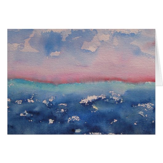 Rosa und dunkelblaue Wasserfarbenlandschaft - Hori (Vorderseite (Horizontal))