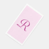 Rosa und dunkelrosa Monogramm-Handtuch Serviette (Ecke)