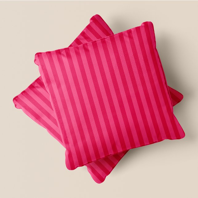 Rosa und dunkelrosa Streifen Kissen (Pink & Dark Pink Stripes Throw Pillow)