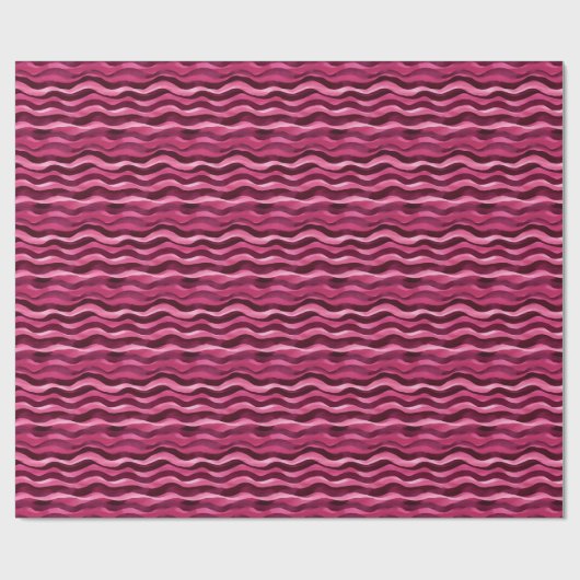 Rosa und dunkelrosa Watercolor Wavy Lines Geschenkpapier (Flach)