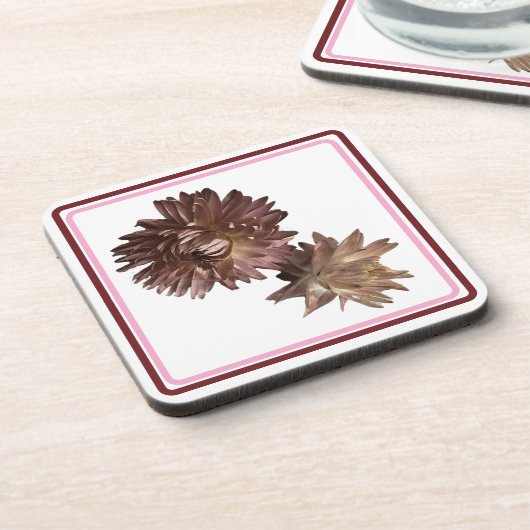 rosa und dunkelrote Strohblume Getränkeuntersetzer (Linke Seite)