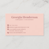 Rosa und dunkle Rose Rosa Minimalistisch Visitenkarte (Rückseite)