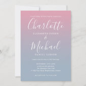 Rosa und dusty Blue Ombre Foto Wedding Einladung (Vorderseite)