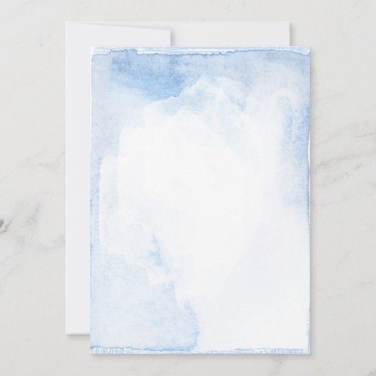 Rosa und dutzige blaue Blume Elegante Taufe Einladung (Rückseite)