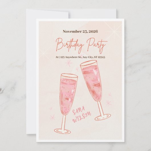 Rosa und einfache kreative Glückwünsche zum Geburt Einladung (Vorderseite)