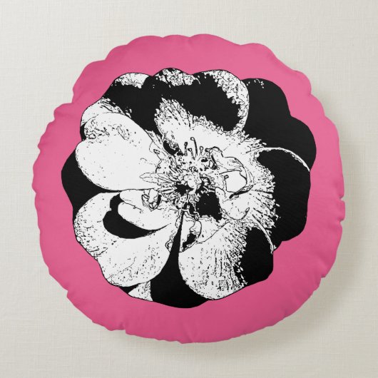 Rosa und einfarbiges Rundkissen Rundes Kissen (Vorderseite)