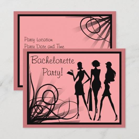 Rosa-und Einladung (Vorne/Hinten)