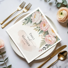 Rosa und Elfenbein Blumen Hochzeitsserviette Serviette