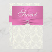 Rosa und Elfenbein Damask 16 . Geburtstag Einladun Einladung (Vorne/Hinten)