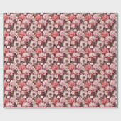 Rosa und Elfenbein gemusterte Blumen Geschenkpapier (Flach)